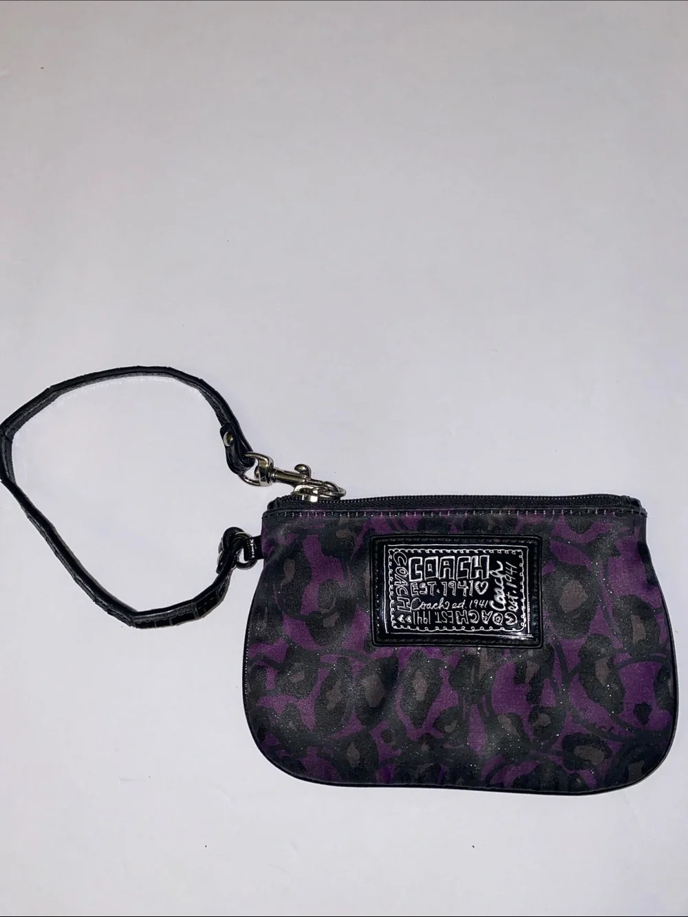 Coach Daisy Poppy Violet Ocelot Leopard Wristlet